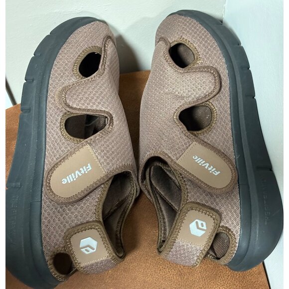 FITVILLE DIABETIC-EDEMA SANDALS MENS SIZE 14W BROWN WIDE WIDTH ARCH HEEL SUPPORT - Picture 5 of 10